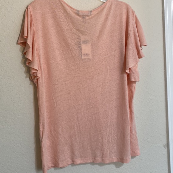 Ralph Lauren Jersey Flutter- Sleeve T-Shirt in pale Pink Size XL - Picture 2 of 5